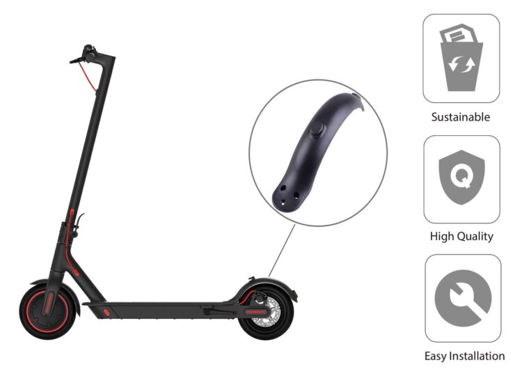 Guardabarros trasero para Xiaomi M365 y PRO (negro)  CON LUZ