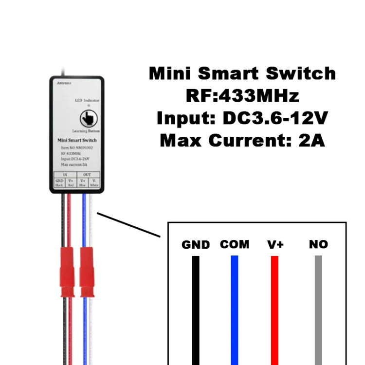 Interruptor con mando a distancia 3.6-12V