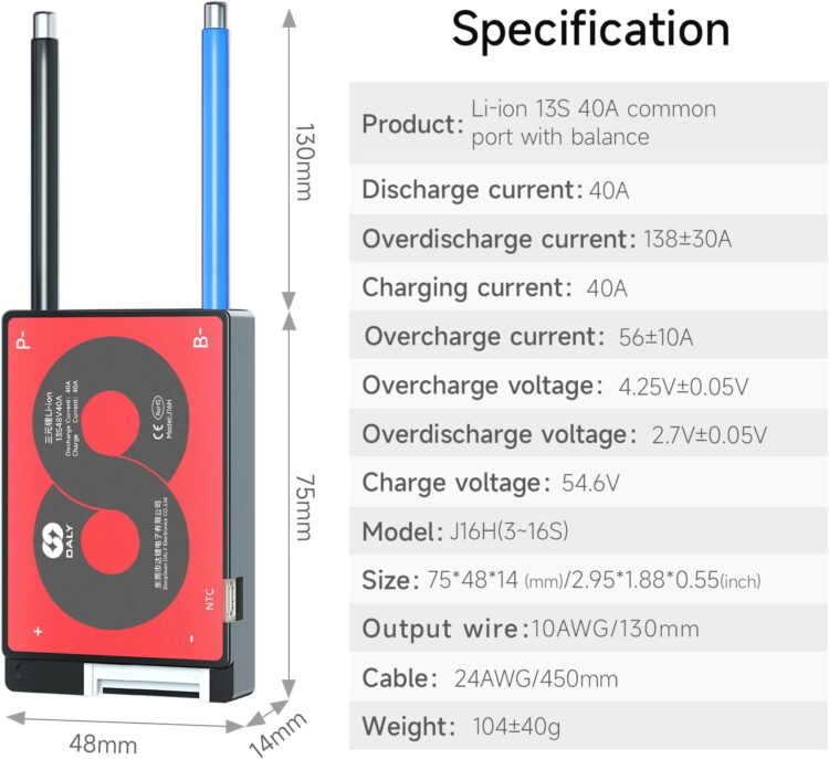 BMS 13S 48V 30A DALY - Nueva generación